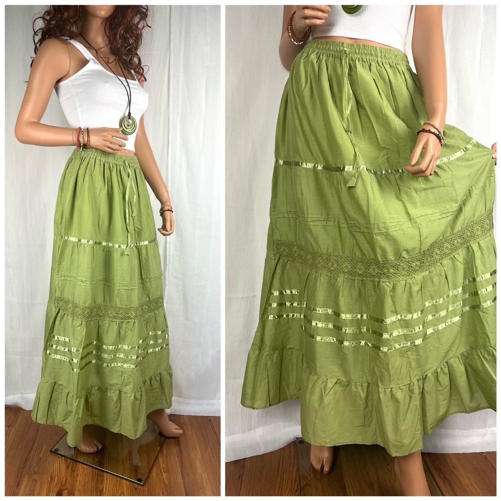 Cottagecore Long Skirt Olive Green
